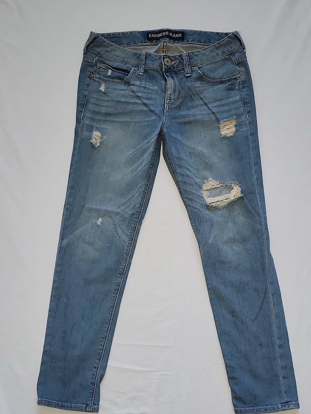 Express Distressed Ripped Skinny Jeans Light Wash Size 0